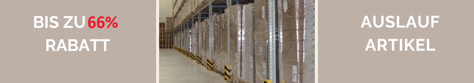 Ein Werbebanner für unsere Sale Kategorie, exemplarisch dafür ist hier ein volles Lager zu sehen