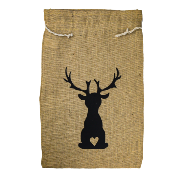 Hier ist der Beutel von vorne mit dem Elch darauf.