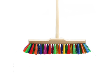 Besen Kunterbunt mit Stiel, Vorderansicht