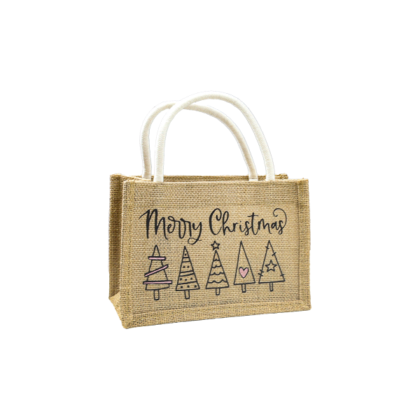 Mini-Weihnachtsgeschenktasche mit Weihnachtsbäumen