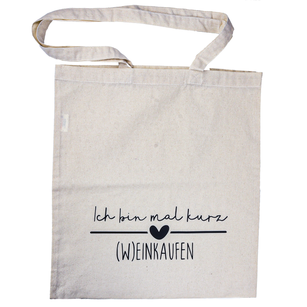 Hier sehen sie die Jutetasche "Weinkaufen" von vorne.